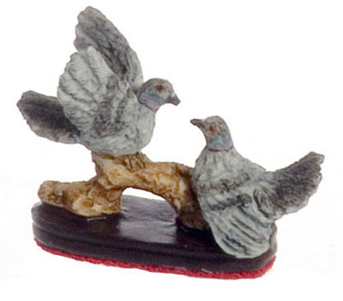 Dollhouse Miniature Pair Of Pigeons